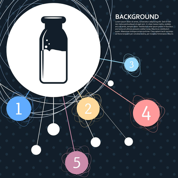 tradiční láhev mléka ikony s pozadím styl bodu a infografiku. Vektor - Vektor, obrázek
