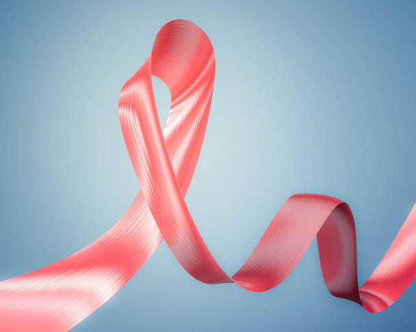 close-up of red abstract ribbon on blue background  - Photo, Image