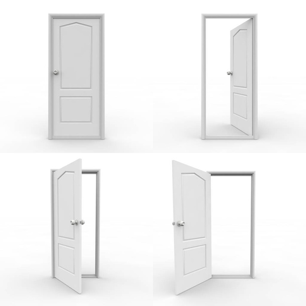 Set de puertas de madera sobre fondo blanco aislado
 - Foto, imagen