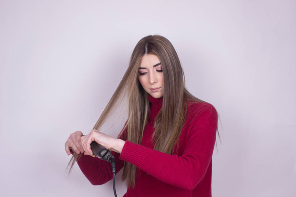 girl hair styling dresser - Photo, Image