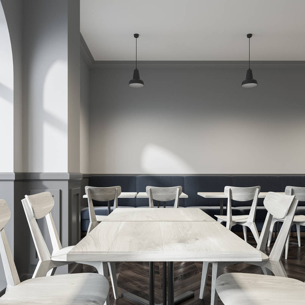 White and gray cafe interior close up - 写真・画像
