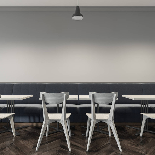 White and gray cafe interior, mock up wall - Foto, Imagen