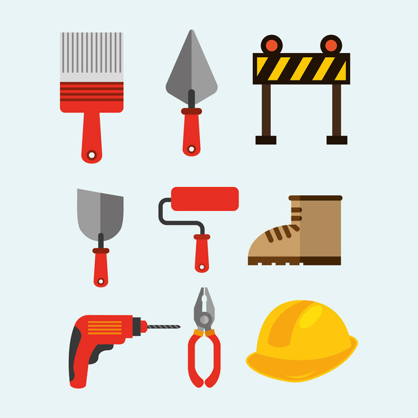 Equipo de herramientas de construcción
 - Vector, imagen