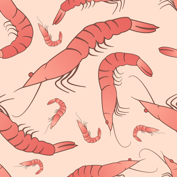 Shrimp nahtlose Muster, Vektor Ornament Hintergrund - Vektor, Bild