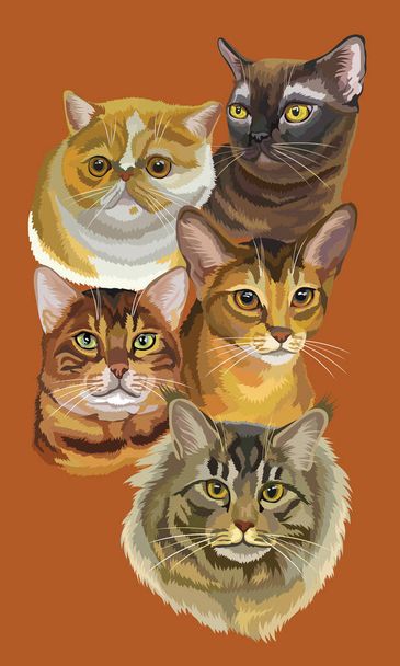 Καρτ ποστάλ με γάτες-2 - Διάνυσμα, εικόνα
