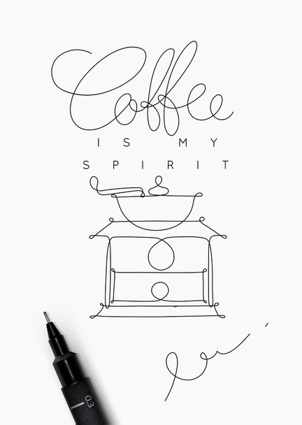 Coffee pen line poster spirit - Vector, Image