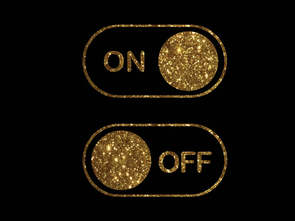 Ícone plano dourado do vetor Botão de interruptor de ligar e desligar
  - Vetor, Imagem