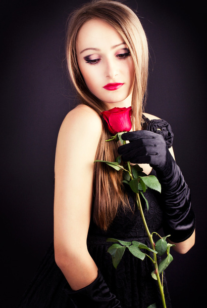 Sensual girl with rose - Foto, Imagen