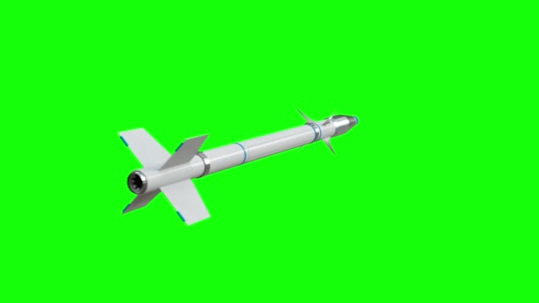 Cruise missile isolated on green background. Looped with mask. - Footage, Video