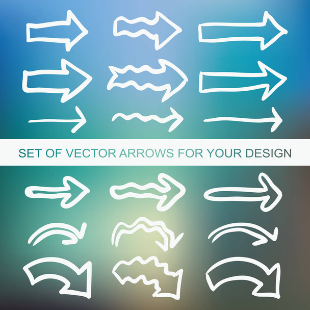 Different black Arrows icons, vector set. Abstract elements for  - ベクター画像