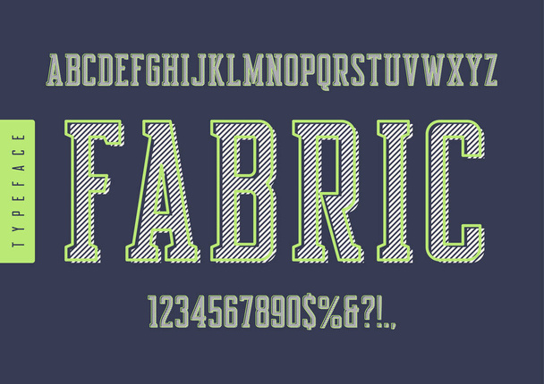 Fabric vector condensed retro typeface, uppercase letters and nu - Вектор,изображение