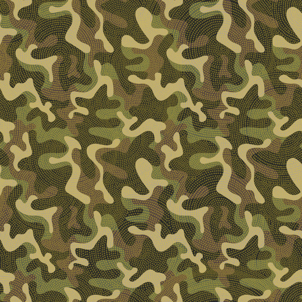 Varrat nélküli katonai álcázás textúra. Hadsereg zöld vadászat álcázás háttér, textil és design. Vektor grafikus ábrája. Divatos stílus - Vektor, kép