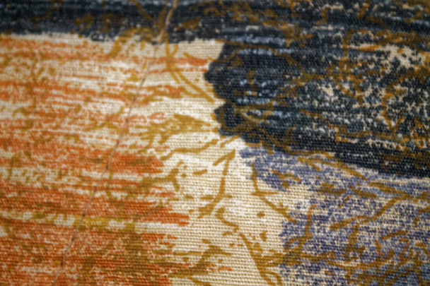 Fragmento de textil retro colorido tapiz con adorno vintage útil como fondo
 - Foto, Imagen