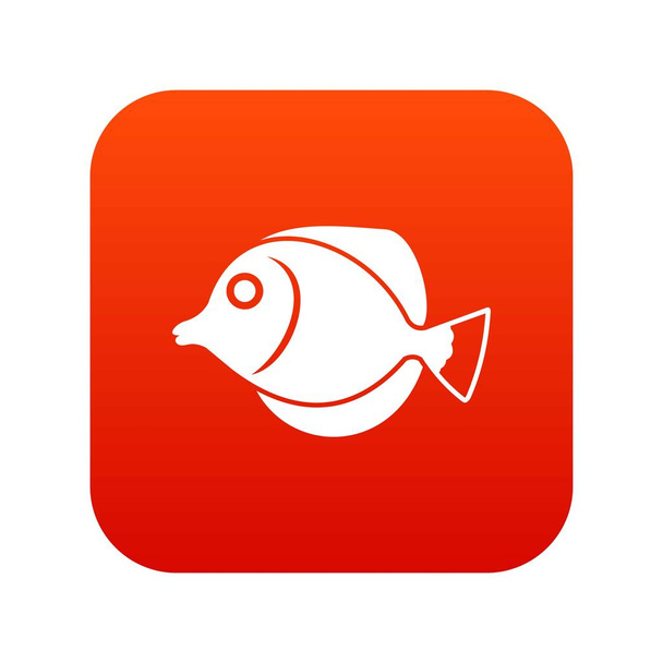 Tang fish, Zebrasoma flavescens icon digital red - Vetor, Imagem