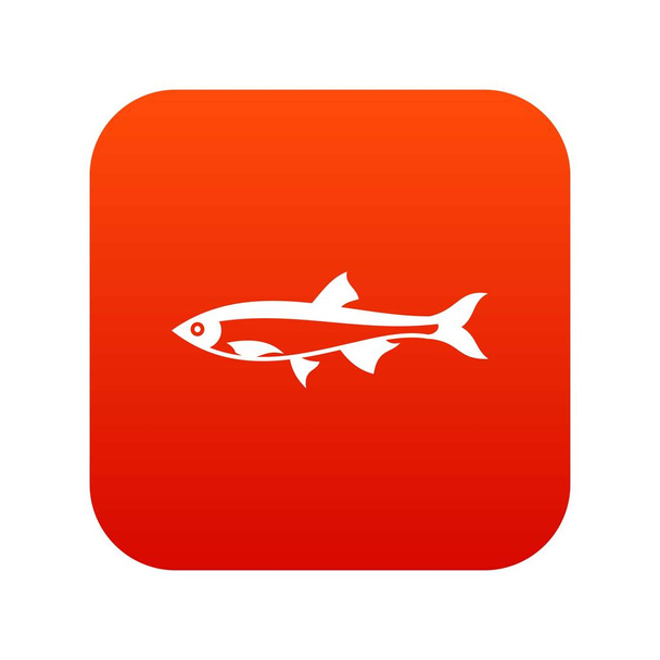 Herring fish icon digital red - Vetor, Imagem