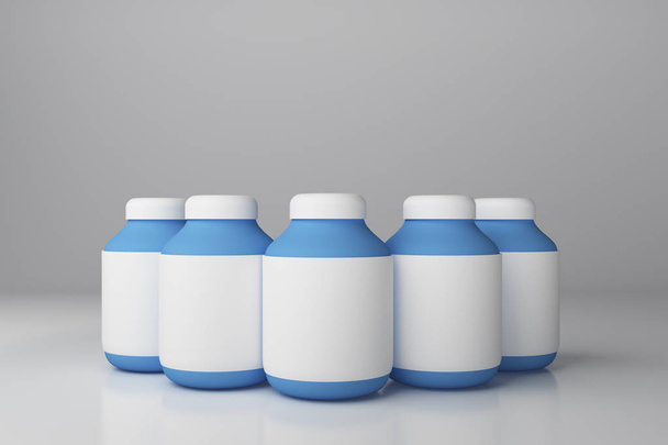 Clean blue medicine bottles  - Fotó, kép