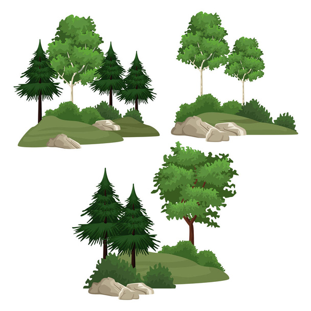 Trees and bushes - Vector, Image