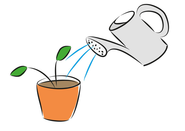 Öntözés is öntözés növények egy tábla viszont rajzolt vektoros illusztráció - Vektor, kép