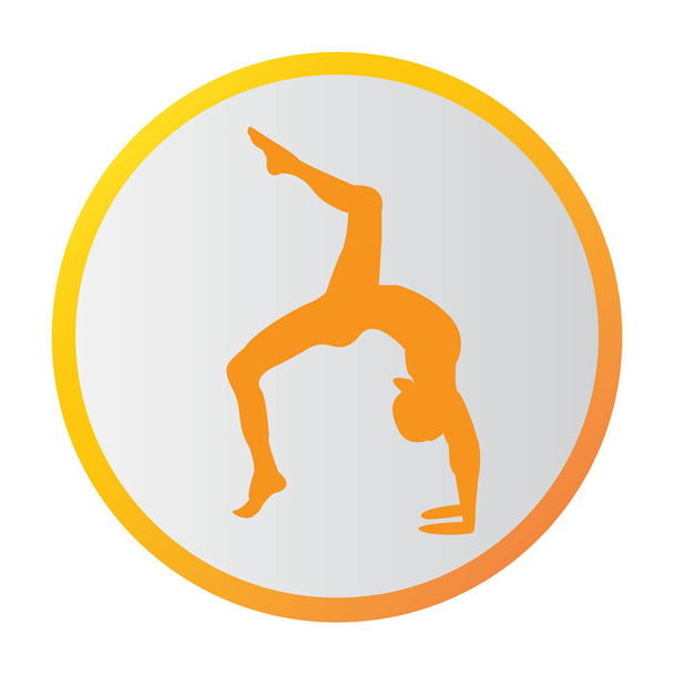 Silhouet jonge vrouw praktizerende yoga. Meisje pilates. Vector op abstracte achtergrond pictogram - Vector, afbeelding