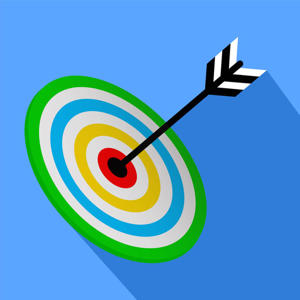 Vektor 3D Ziel - Bullseye mit Pfeil - Dart auf blauem Hintergrund - Vektor, Bild
