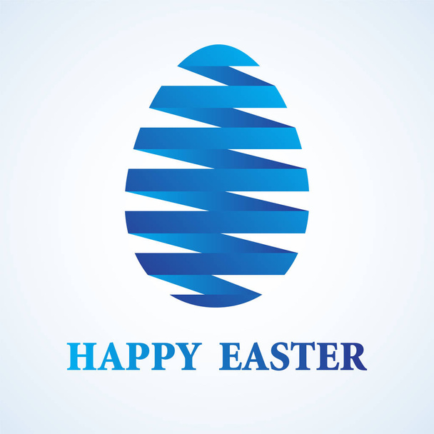 Happy Easter Greeting Card Design with Blue Gradient Ribbon East - Vector, Image