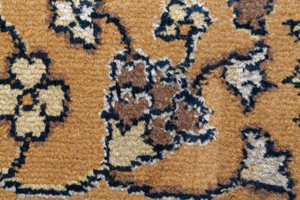 Farsça halı doku, soyut makro süsleme. Orta Doğu geleneksel halı kumaş arka plan - Fotoğraf, Görsel