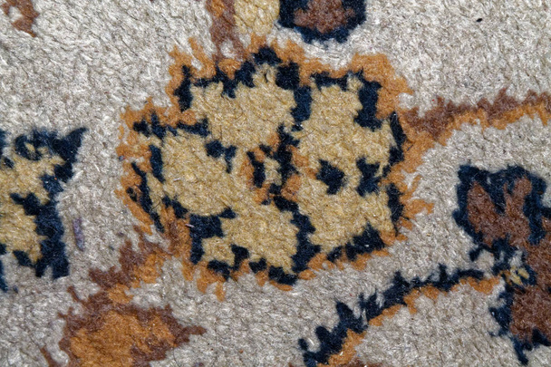 ペルシャ カーペットの質感、抽象的なマクロ飾り。中間東の伝統的なカーペット生地の背景 - 写真・画像