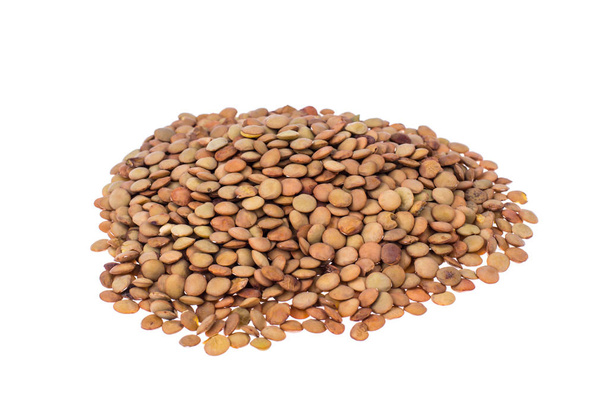 Scattering of lentils on white background closeup - Photo, Image