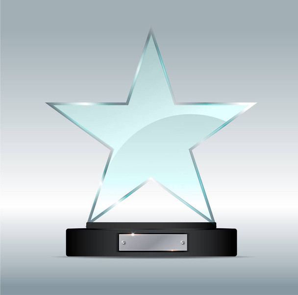 Transparent realistic empty vector acrylic glass trophy award on a gray background EPS 10 - Vector, Image
