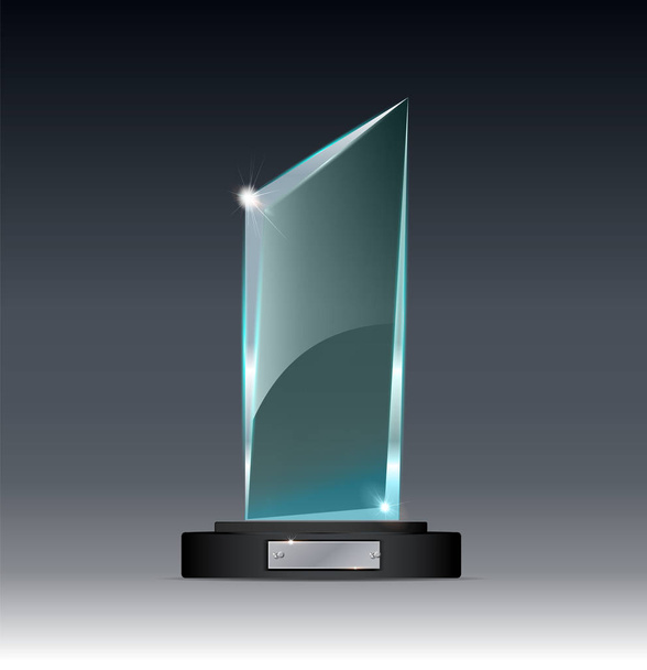 Glass trophy award vector illustration. Vector illustration of shiny award. Glossy transparent trophy - Vector, Image