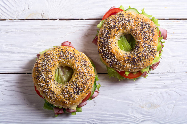 Bagels with ham  - Photo, Image