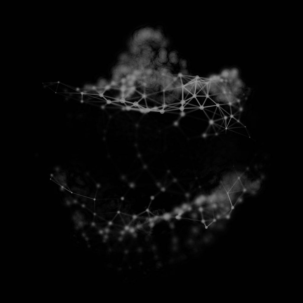 Абстрактний фон кібернетичних частинок. Фентезі-технології Plexus. 3d ілюстрація. концепція комп'ютерного з'єднання. багатокутний простір фон з з'єднувальними точками і лініями
 - Фото, зображення