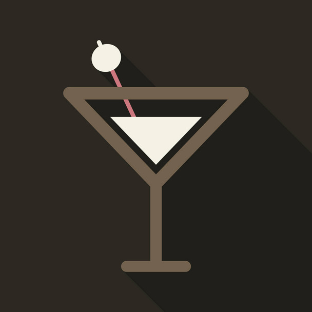 Martini-Cocktail mit Stroh Vektor Illustration Umriss Silhouette isoliert auf dem Hintergrund. Alkohol trinken Cocktail-Ikone - Vektor, Bild