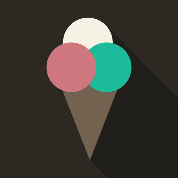 Ice cream in waffle cone vector icon. - Vector, Image