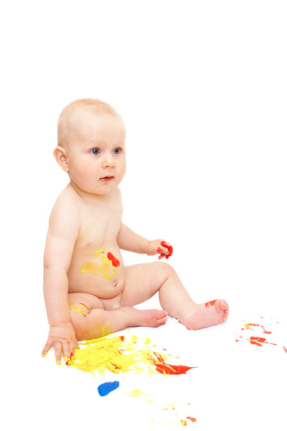 Child covered in bright paint - Foto, immagini