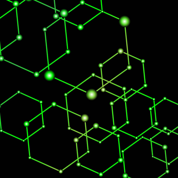 Luz verde puntos conectados fondo abstracto
 - Vector, Imagen