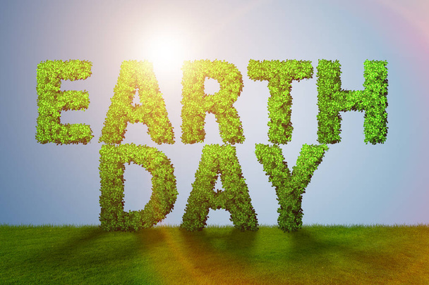 Earth day concept with green letters - Photo, Image