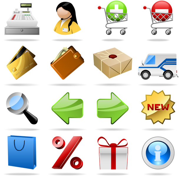 Shopping icons - Vetor, Imagem