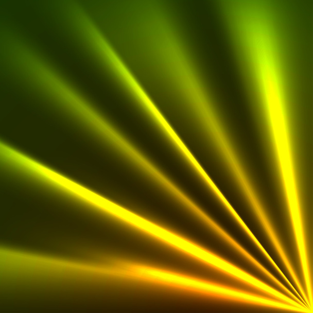 Yellow and green rays dark background. - Vektor, Bild