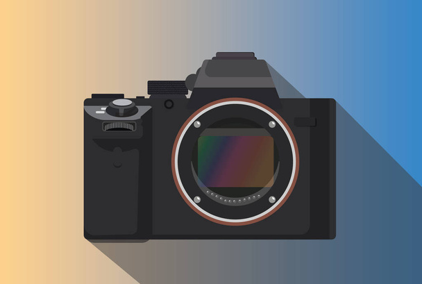a mirrorless camera isolated with long shadow body only without lens - Vector, Image