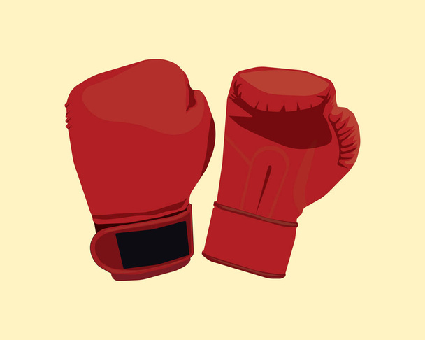 a pair of boxing gloves with flat style and yellow background - Vector, Image