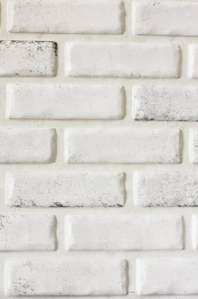 White brick lined wall texture vertical background - Photo, Image