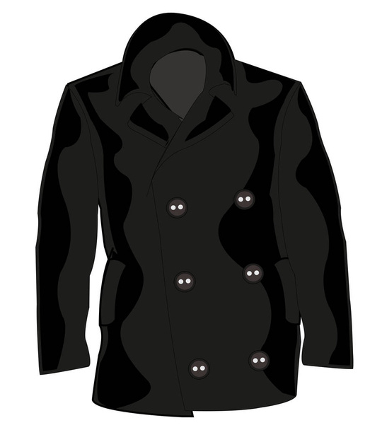 Cloth coat black colour - Vector, imagen