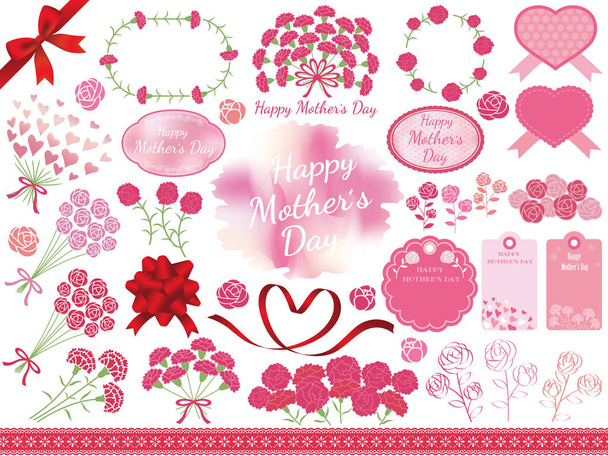 Set of assorted graphic elements for Mothers Day, vector illustration.  - Vector, Image