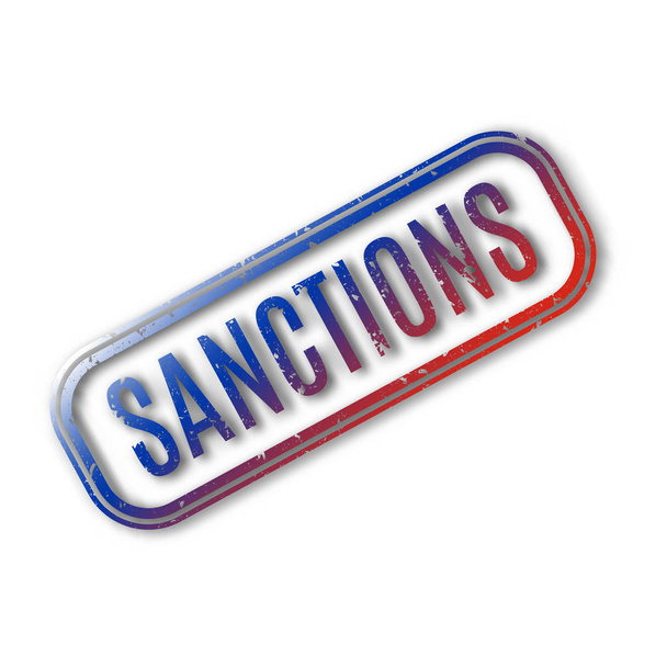 Rechthoekige stempel met tekst sanctie, vectorillustratie. - Vector, afbeelding