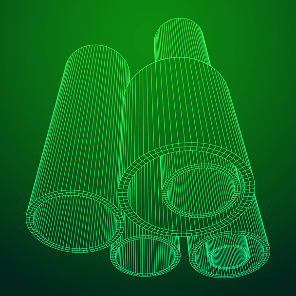 Wireframe metallurgy round tubes - Vector, Image