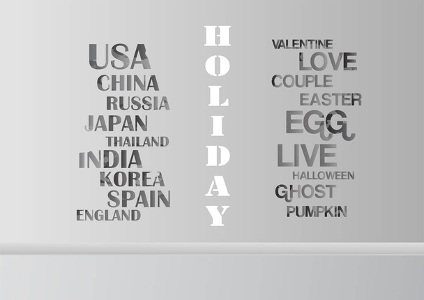 Grey and white interior background with words for holiday and so - Vector, Image