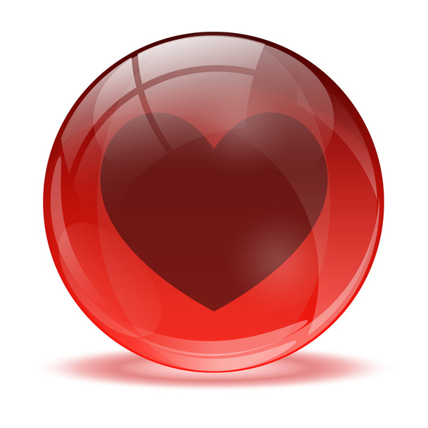 3D стеклянная сфера и икона сердца
 - Вектор,изображение