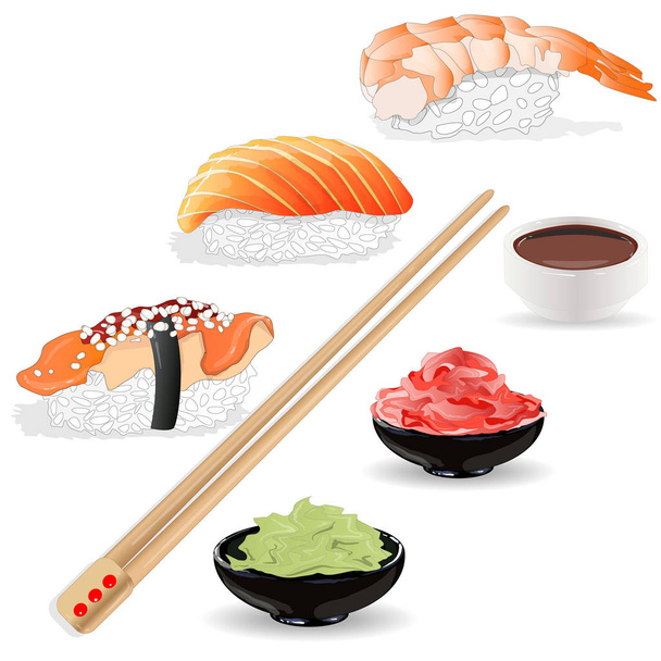 Nigiri Sushi ilustrace na bílém pozadí - Vektor, obrázek