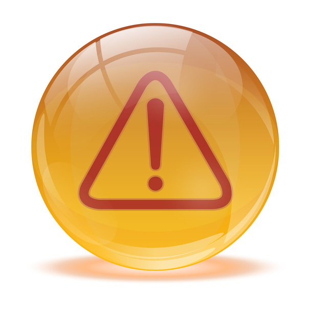 3D-s üveg gömb és figyelmeztető ikon - Vektor, kép